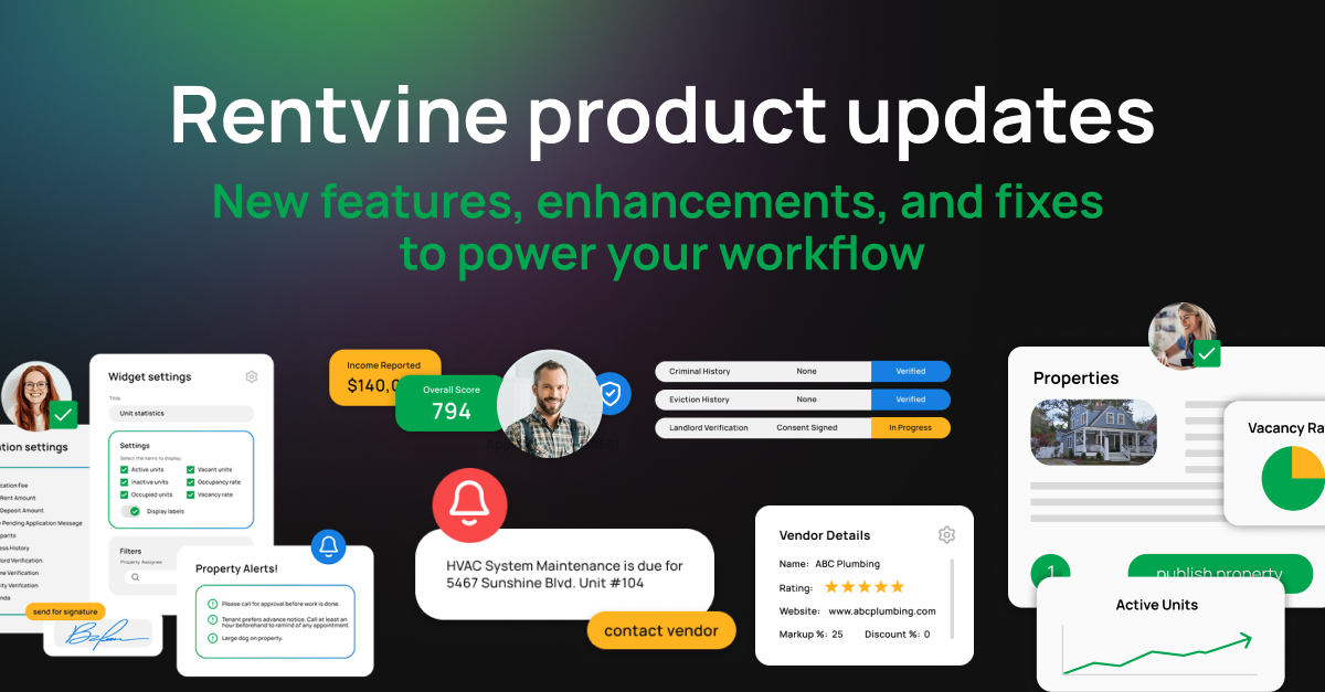 Rentvine product updates: new features, enhancements, and fixes to power your workflow